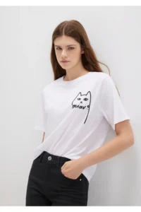 Mavi Cat Printed Istanbul T-Shirt Regular Fit / Normal Cut