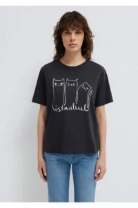 Mavi Cat Printed Anthracite Istanbul T-Shirt Regular Fit / Normal Cut -70087 - Image 3