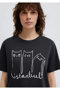 Mavi Cat Printed Anthracite Istanbul T-Shirt Regular Fit / Normal Cut -70087 - Image 6