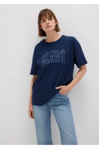 Mavi Logo Printed Navy Blue T-Shirt Regular Fit / Normal Cut -70488
