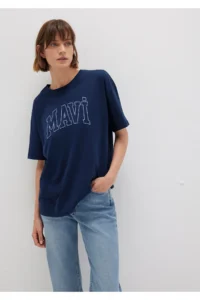 Mavi Logo Printed Navy Blue T-Shirt Regular Fit / Normal Cut -70488 - Image 3