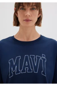 Mavi Logo Printed Navy Blue T-Shirt Regular Fit / Normal Cut -70488 - Image 6