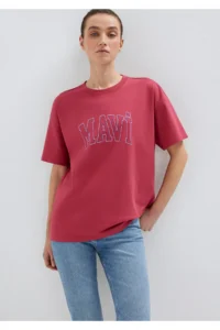 Mavi Logo Printed Pink T-Shirt Regular Fit / Normal Cut -70931