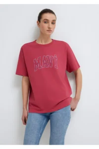 Mavi Logo Printed Pink T-Shirt Regular Fit / Normal Cut -70931 - Image 2