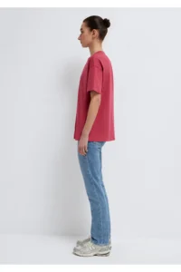 Mavi Logo Printed Pink T-Shirt Regular Fit / Normal Cut -70931 - Image 4