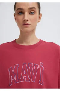 Mavi Logo Printed Pink T-Shirt Regular Fit / Normal Cut -70931 - Image 6