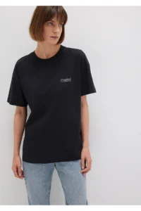 Mavi Logo Printed Black T-Shirt Loose Fit -900 - Image 3