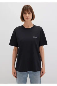 Mavi Logo Printed Black T-Shirt Loose Fit -900 - Image 4