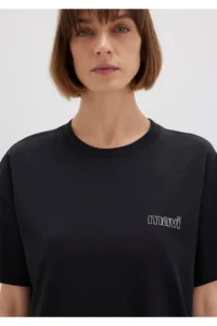 Mavi Logo Printed Black T-Shirt Loose Fit -900 - Image 6