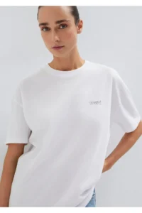 Mavi Logo Printed White T-Shirt Loose Fit -620 - Image 2