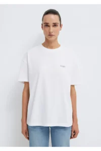 Mavi Logo Printed White T-Shirt Loose Fit -620 - Image 4