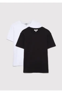 Mavi 2 Pack Black and White Women's Basic T-Shirt Fitted -900