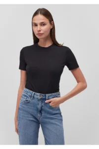 Mavi 2 Pack Black and White Women's Basic T-Shirt Fitted -900 - Image 2