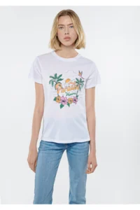 Mavi Paradise Printed White T-Shirt Slim Fit / Slim Fit -620 - Image 2