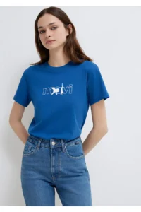 Mavi Cat Logo Printed T-Shirt Regular Fit / Normal Cut -32213 - Image 2