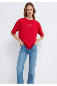 Mavi Logo Printed Red T-Shirt Oversize / Wide Cut -82054