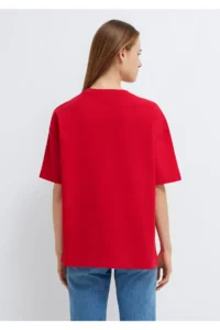 Mavi Logo Printed Red T-Shirt Oversize / Wide Cut -82054 - Image 5