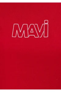 Mavi Logo Printed Red T-Shirt Oversize / Wide Cut -82054 - Image 7