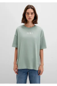 Mavi Logo Printed Green T-Shirt Oversize / Wide Cut -71787 - Image 4