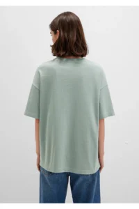 Mavi Logo Printed Green T-Shirt Oversize / Wide Cut -71787 - Image 5