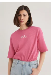 Mavi Logo Printed Pink T-Shirt Oversize / Wide Cut -84680