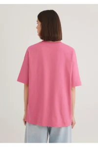 Mavi Logo Printed Pink T-Shirt Oversize / Wide Cut -84680 - Image 4