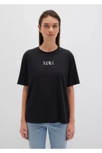 Mavi Logo Printed Black T-Shirt Regular Fit / Normal Cut -900 - Image 3