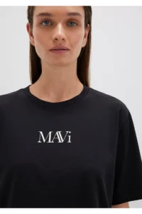 Mavi Logo Printed Black T-Shirt Regular Fit / Normal Cut -900 - Image 5