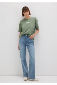 Mavi Logo Printed Green T-Shirt Regular Fit / Normal Cut -81976 - Image 2