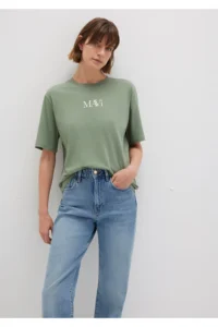Mavi Logo Printed Green T-Shirt Regular Fit / Normal Cut -81976 - Image 3