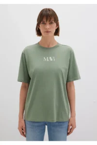 Mavi Logo Printed Green T-Shirt Regular Fit / Normal Cut -81976 - Image 4