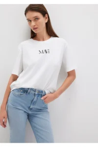 Mavi Logo Printed White T-Shirt Regular Fit / Normal Cut -620