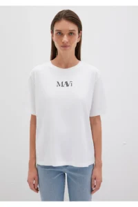 Mavi Logo Printed White T-Shirt Regular Fit / Normal Cut -620 - Image 3