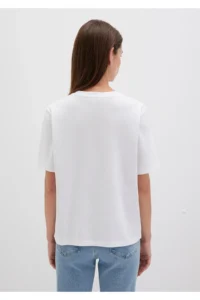 Mavi Logo Printed White T-Shirt Regular Fit / Normal Cut -620 - Image 4
