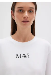 Mavi Logo Printed White T-Shirt Regular Fit / Normal Cut -620 - Image 5