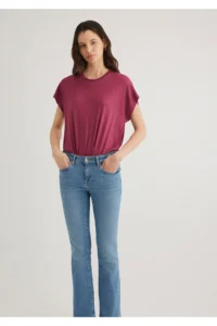 Mavi Low Shoulder Pink Basic T-Shirt Regular Fit / Normal Cut -70919