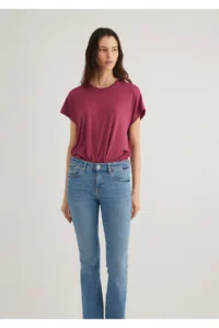 Mavi Low Shoulder Pink Basic T-Shirt Regular Fit / Normal Cut -70919 - Image 2