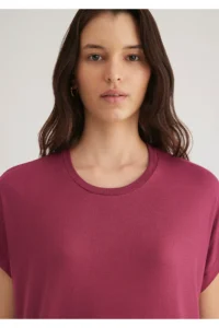 Mavi Low Shoulder Pink Basic T-Shirt Regular Fit / Normal Cut -70919 - Image 5