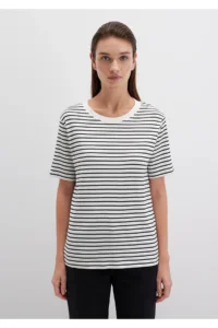Mavi Black Striped T-Shirt Regular Fit / Normal Cut -85143 - Image 4