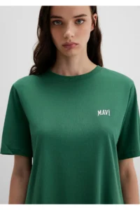 Mavi Logo Printed Green T-Shirt Regular Fit / Normal Cut -71874 - Image 5