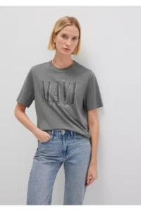 Mavi Logo Printed Gray T-Shirt Regular Fit / Normal Cut -70122 - Image 2