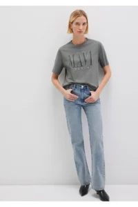Mavi Logo Printed Gray T-Shirt Regular Fit / Normal Cut -70122 - Image 3