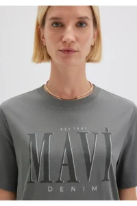 Mavi Logo Printed Gray T-Shirt Regular Fit / Normal Cut -70122 - Image 6
