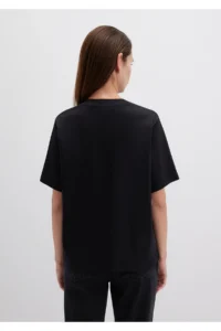 Mavi Mini Logo Printed Interlock Black Basic T-Shirt Regular Fit / Normal Cut -900 - Image 4