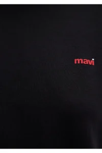 Mavi Mini Logo Printed Interlock Black Basic T-Shirt Regular Fit / Normal Cut -900 - Image 6