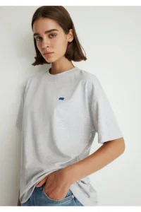 Mavi Crew Neck Basic Gray T-Shirt Loose Fit / Loosely Comfortable Cut -80196 - Image 2