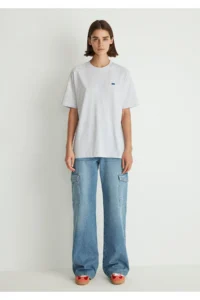 Mavi Crew Neck Basic Gray T-Shirt Loose Fit / Loosely Comfortable Cut -80196 - Image 3