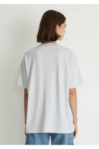 Mavi Crew Neck Basic Gray T-Shirt Loose Fit / Loosely Comfortable Cut -80196 - Image 4