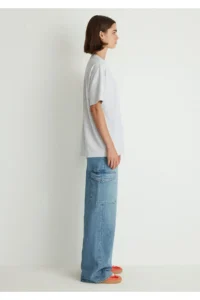 Mavi Crew Neck Basic Gray T-Shirt Loose Fit / Loosely Comfortable Cut -80196 - Image 5