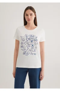 Mavi Cat Printed White T-Shirt Slim Fit / Slim Fit -70057 - Image 3